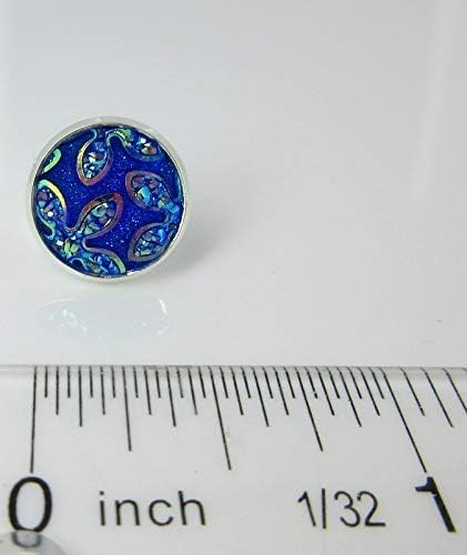 Summerfield Collection Silver-tone Frosted Flower Metallic Rainbow Stud Earrings 12mm (Royal Blue)