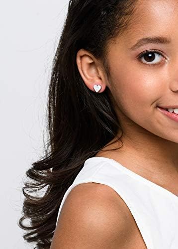 Summerfield Collection Stainless Steel Pearly Acrylic Heart Stud Earrings 8mm (White)