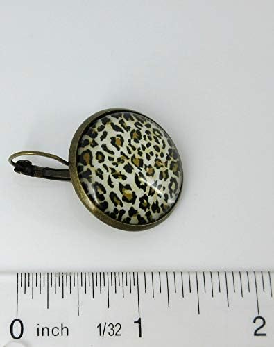 Summerfield Collection Antiqued Gold-tone Animal Print Glass Lever-back Drop Earrings Large 25mm