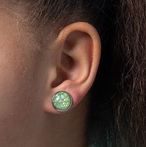 Summerfield Collection Stainless Steel Faux Shell Stud Earrings 12mm (Spring Green)