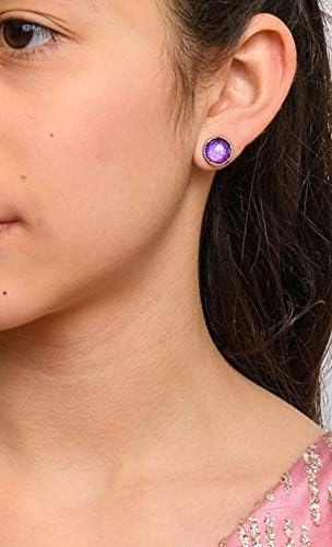 Summerfield Collection Stainless Steel Blue Red Purple and Gold Glitter Glass Stud Earrings Hand-painted 10mm