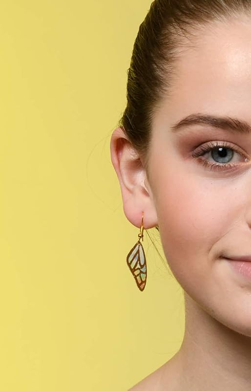 Summerfield Collection Gold Tone Butterfly Wing Fabric Dangle Earrings (Multicolor)
