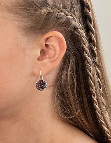 Summerfield Collection Silver-tone Metallic Faux Druzy Stone Lever-back Drop Earrings 12mm (Gold/Pink)