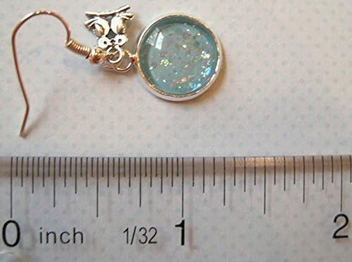 Summerfield Collection Silver-tone Robin Egg Blue Iridescent Glitter Glass Lovebirds Charm Dangle Earrings