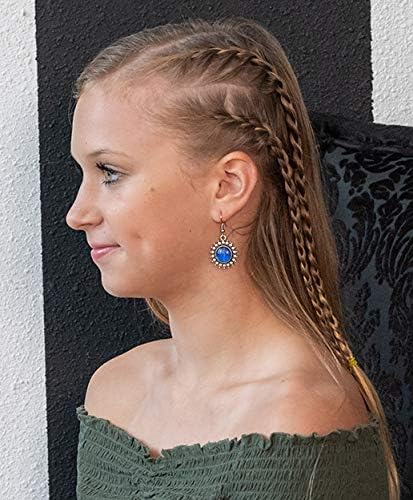 Summerfield Collection Antiqued Silver-tone Royal Blue Glitter Glass Dangle Earrings Hand-painted