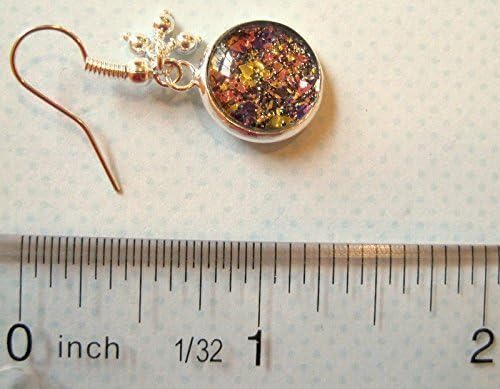 Summerfield Collection Silver-tone Purple Pink Yellow Glitter Glass 3 Bead Tassel Charm Dangle Earrings