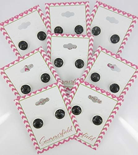 Summerfield Collection Silver-tone Black Galaxy Glitter Glass Stud Earrings Hand-painted 10mm