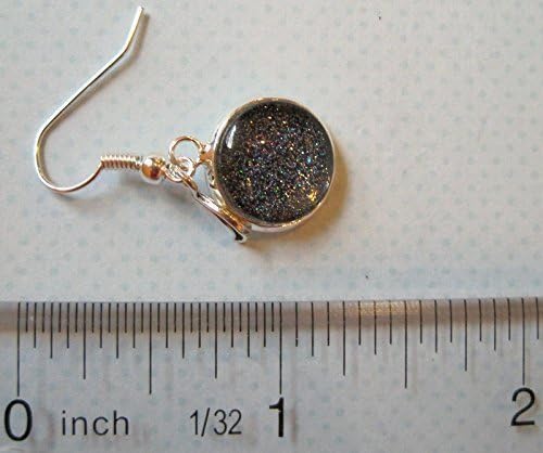 Summerfield Collection Silver-tone Starry Night Glitter Glass Crescent Moon Charm Galaxy Dangle Earrings