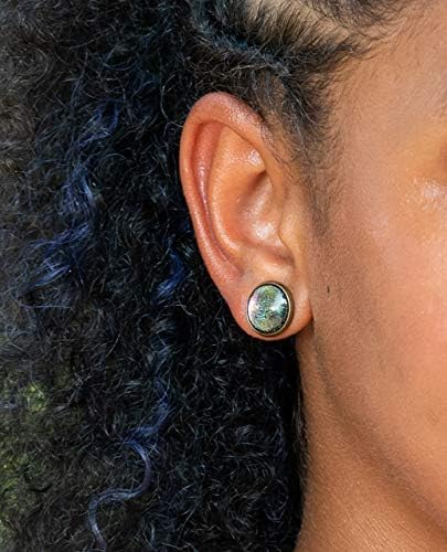 Summerfield Collection Antiqued Gold-tone Rainbow Color-shifting Glitter Flake Glass Stud Earrings