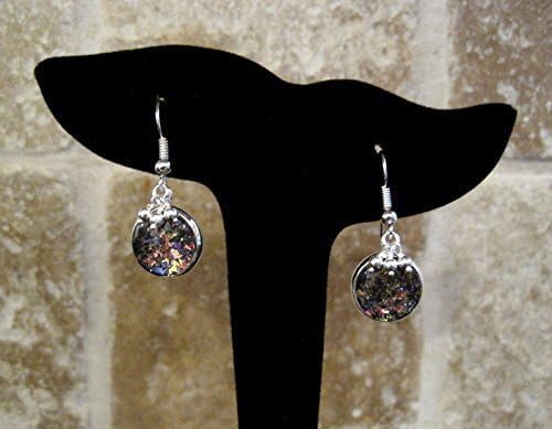 Summerfield Collection Silver-tone Purple Pink Yellow Glitter Glass 3 Bead Tassel Charm Dangle Earrings