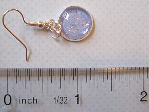 Summerfield Collection Silver-tone Blue Iridescent Glitter Glass Anchor Charm Dangle Earrings