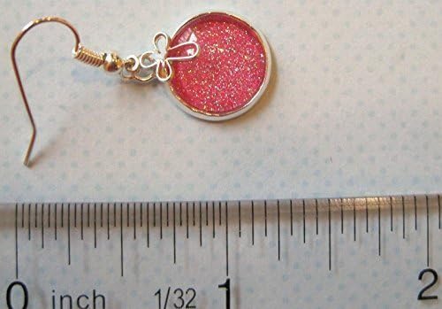 Summerfield Collection Silver-tone Pink Holographic Glitter Glass Open Cross Charm Dangle Earrings