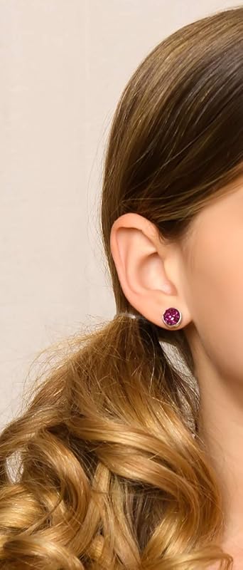 Summerfield Collection Silver-tone Maroon with Pink Glitter Faux Druzy Stone Stud Earrings (8mm)