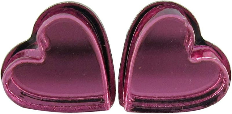 Summerfield Collection Stainless Steel Mirror Heart Stud Earrings 8mm (Pink)