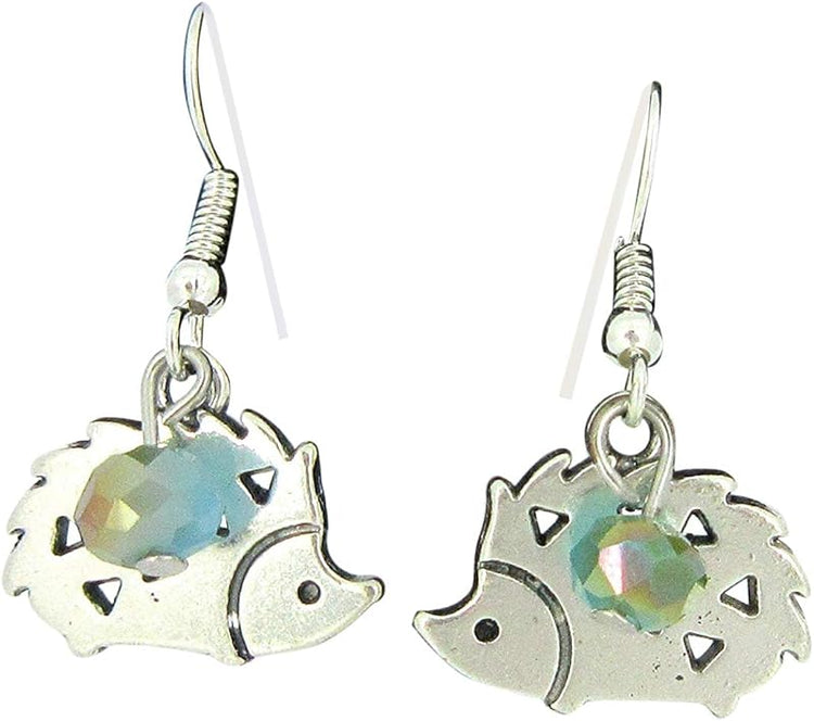Summerfield Collection Antiqued Silver-tone Hedgehog Charm Dangle Earrings