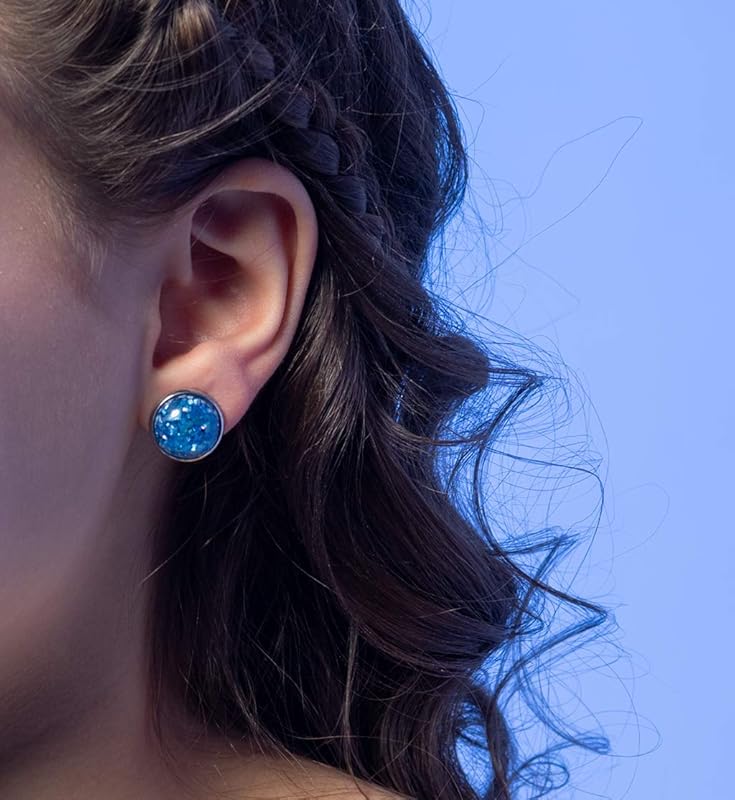 Summerfield Collection Stainless Steel Faux Shell Stud Earrings 12mm (Blue)