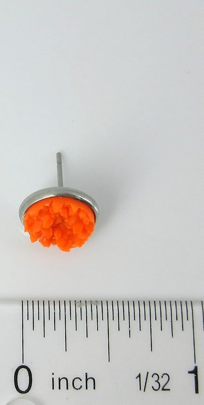 Summerfield Collection Stainless Steel Matte Faux Druzy Stone Stud Earrings 10mm (Orange)