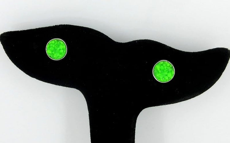Summerfield Collection Stainless Steel Matte Faux Druzy Stone Stud Earrings 8mm (Green)