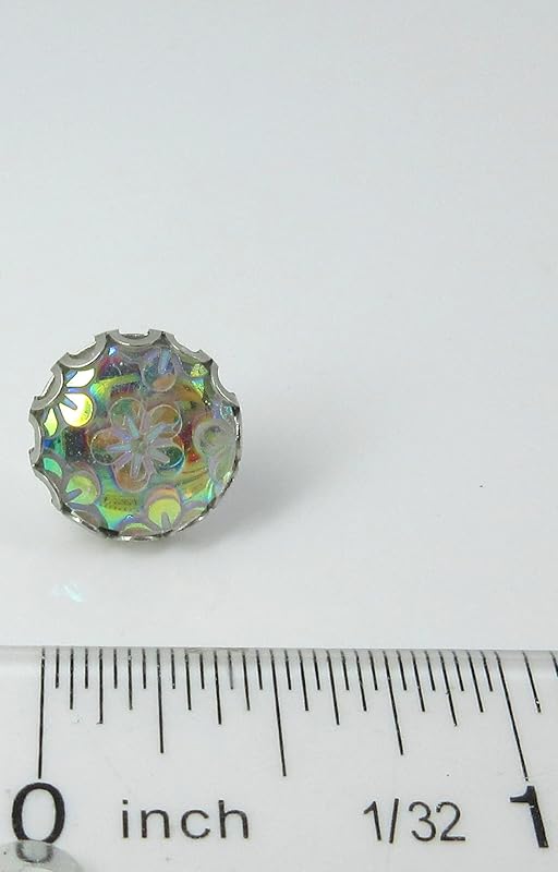 Summerfield Collection Stainless Steel Iridescent Clear AB Flower Resin Stud Earrings 12mm Translucent