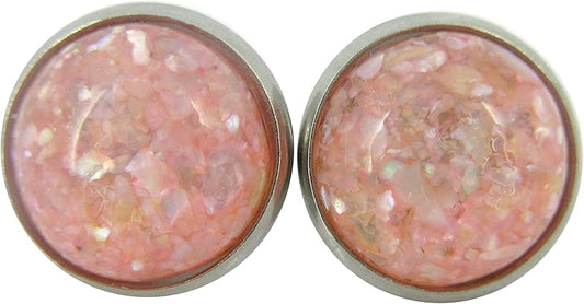Summerfield Collection Stainless Steel Faux Shell Stud Earrings 12mm (Blush Pink)