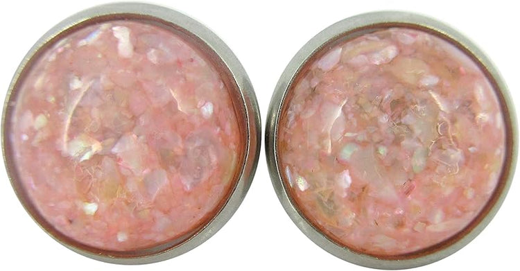 Summerfield Collection Stainless Steel Faux Shell Stud Earrings 12mm (Blush Pink)