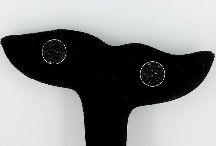 Summerfield Collection Stainless Steel Matte Faux Druzy Stone Stud Earrings 10mm (Black)