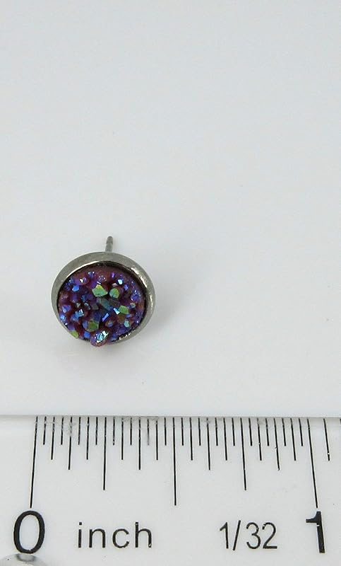 Summerfield Collection Hematite-tone Faux Druzy Stone Stud Earrings 8mm (Maroon)