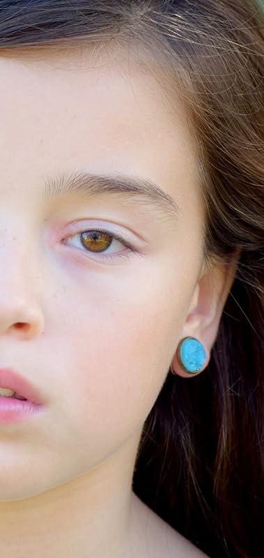 Summerfield Collection Antiqued Gold-tone Faux Druzy Stone Stud Earrings 12mm (Aqua Blue)