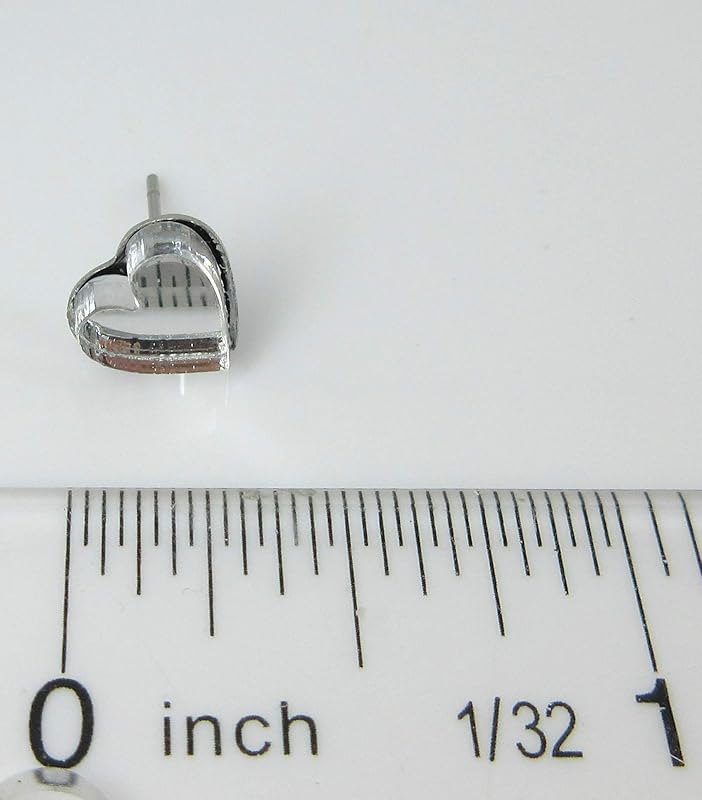 Summerfield Collection Stainless Steel Mirror Heart Stud Earrings 8mm (Clear)