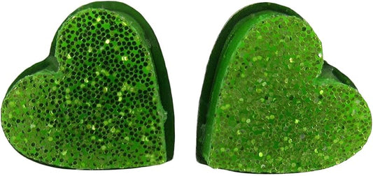 Summerfield Collection Stainless Steel Glitter Acrylic Heart Stud Earrings 8mm (Lime Green)