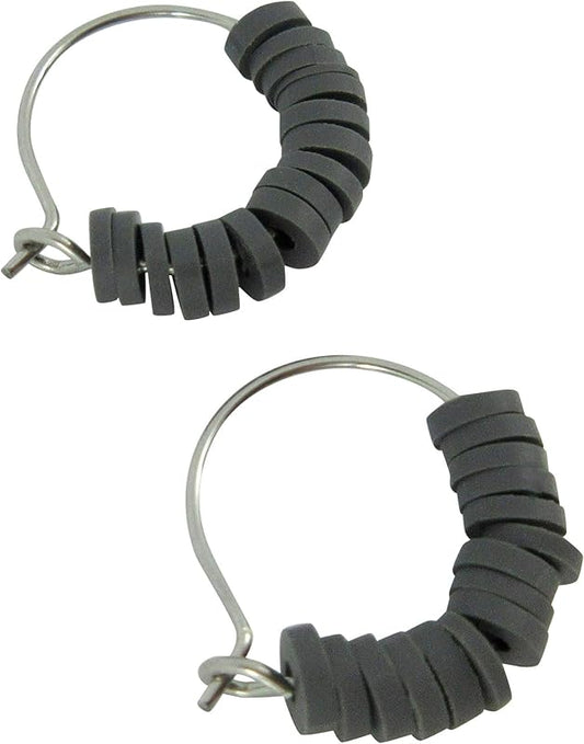 Summerfield Collection 15mm Stainless Steel Polymer Clay Katsuki Bead Hoop Earrings (Charcoal Gray)