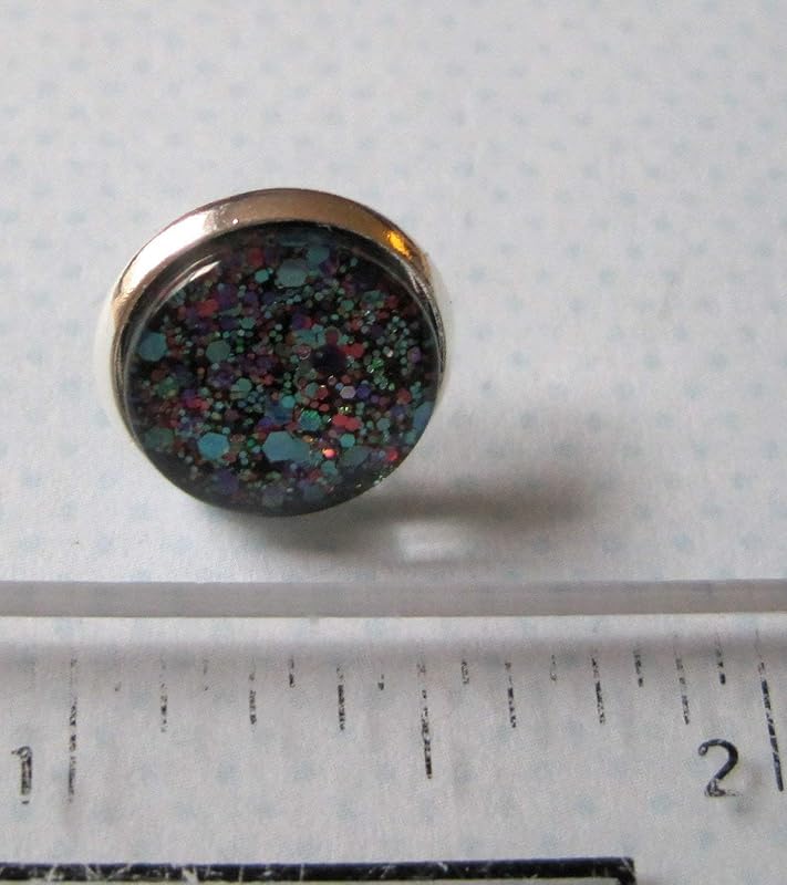 Summerfield Collection Silver-tone Blue Purple Pink Glitter Glass Stud Earrings 12mm Hand-painted