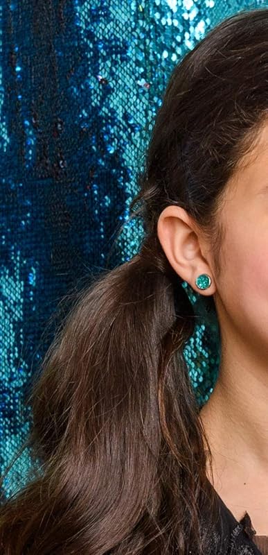 Summerfield Collection Silver-tone Caribbean Blue Faux Druzy Stone Stud Earrings (8mm)