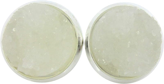 Summerfield Collection Silver-tone Faux Druzy Stone Stud Earrings 12mm (Clear)