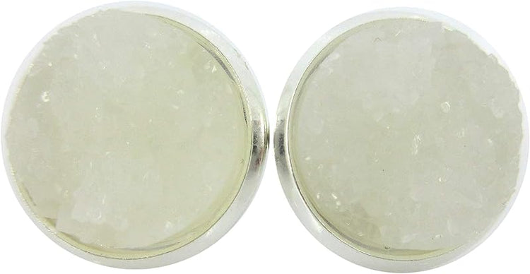 Summerfield Collection Silver-tone Faux Druzy Stone Stud Earrings 12mm (Clear)