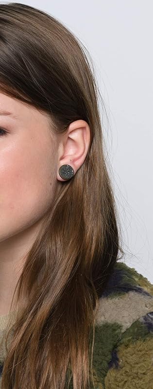 Summerfield Collection Antiqued Gold-tone Olive Green Faux Druzy Stone Stud Earrings (12mm)