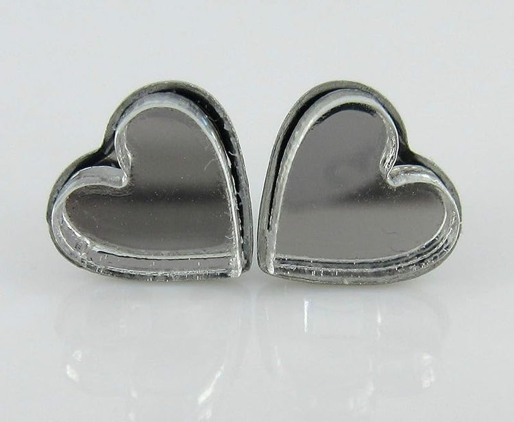 Summerfield Collection Stainless Steel Mirror Heart Stud Earrings 8mm (Clear)