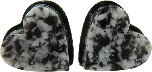 Summerfield Collection Stainless Steel Faux Granite Stone Acrylic Heart Stud Earrings 8mm