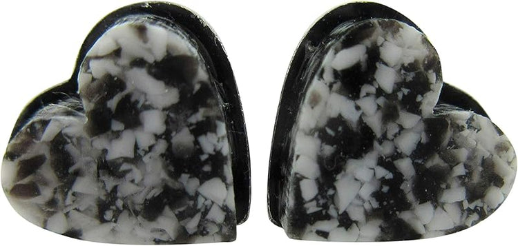 Summerfield Collection Stainless Steel Faux Granite Stone Acrylic Heart Stud Earrings 8mm