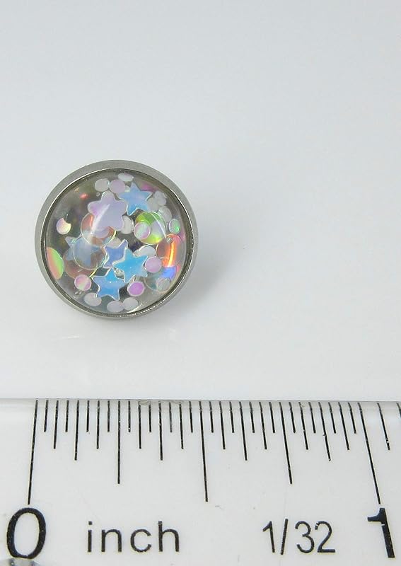 Summerfield Collection Stainless Steel Glitter Resin Globe Stud Earrings 12mm (White)