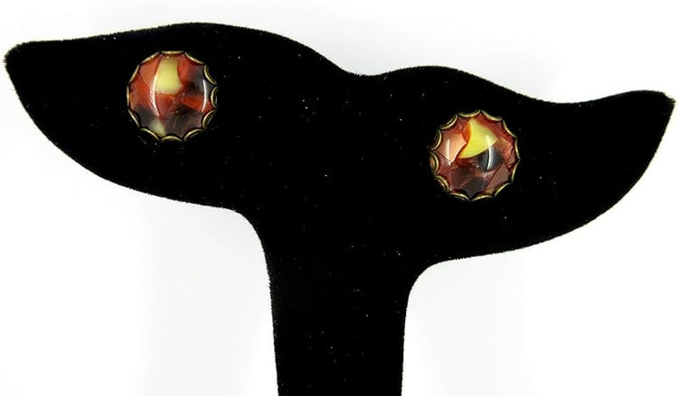 Summerfield Collection Antiqued Gold-tone Faux Tortoise Shell Resin Stud Earrings 12mm