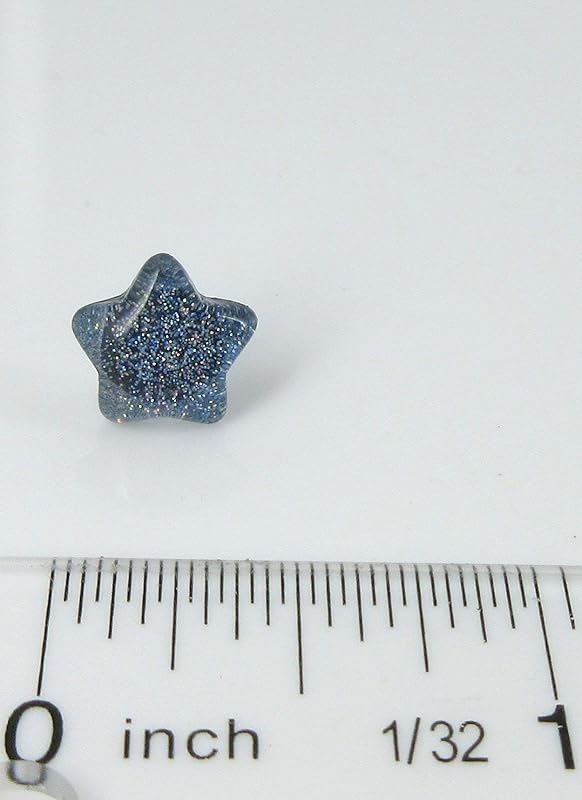 Summerfield Collection Blue Holographic Star Glitter Glass Galaxy Stud Earrings 10mm Hand-painted