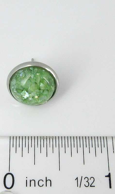 Summerfield Collection Stainless Steel Faux Shell Stud Earrings 12mm (Spring Green)