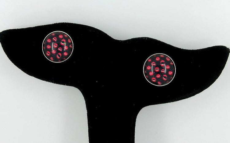 Summerfield Collection Stainless Steel Halloween Printed Glass Stud Earrings 12mm (Vampire Kisses)