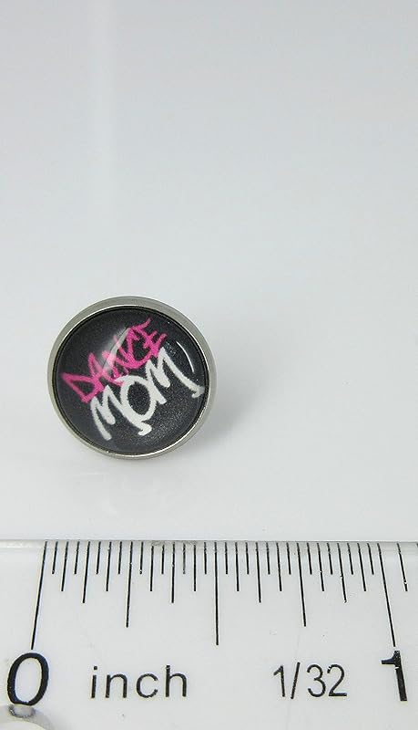 Summerfield Collection Stainless Steel Dance Mom Print Glass Stud Earrings 12mm (Black Grafitti)