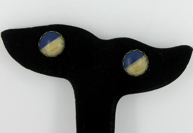 Summerfield Collection Antiqued Gold-tone Dark Blue Faux Wood and Resin Stud Earrings 12mm