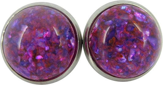 Summerfield Collection Stainless Steel Faux Shell Stud Earrings 12mm (Magenta Purple)