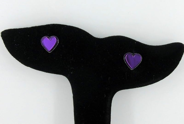 Summerfield Collection Stainless Steel Mirror Heart Stud Earrings 8mm (Purple)