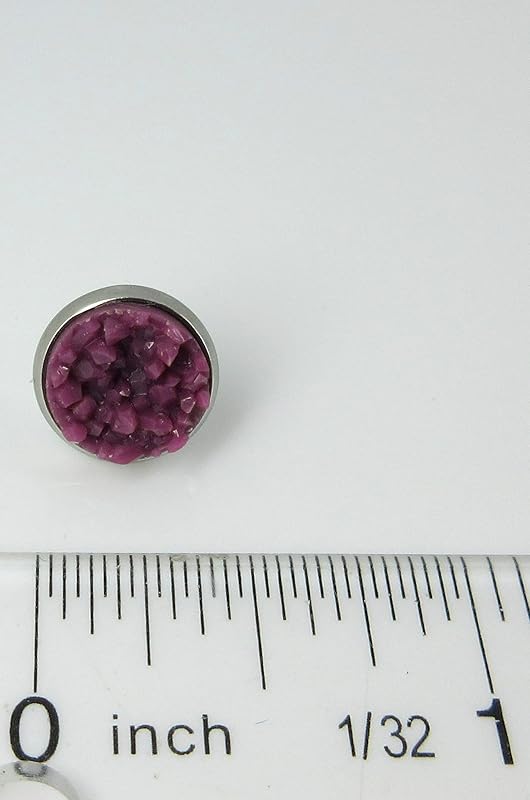 Summerfield Collection Stainless Steel Matte Faux Druzy Stone Stud Earrings 10mm (Plum Purple)