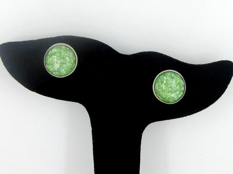 Summerfield Collection Stainless Steel Faux Shell Stud Earrings 12mm (Spring Green)